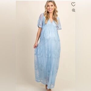 Pink blush NWT maternity blue dress